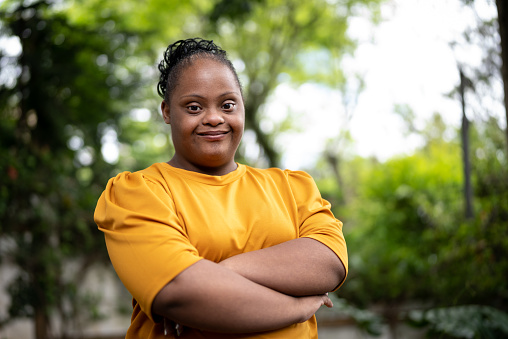 Portrait of a young woman with special needs