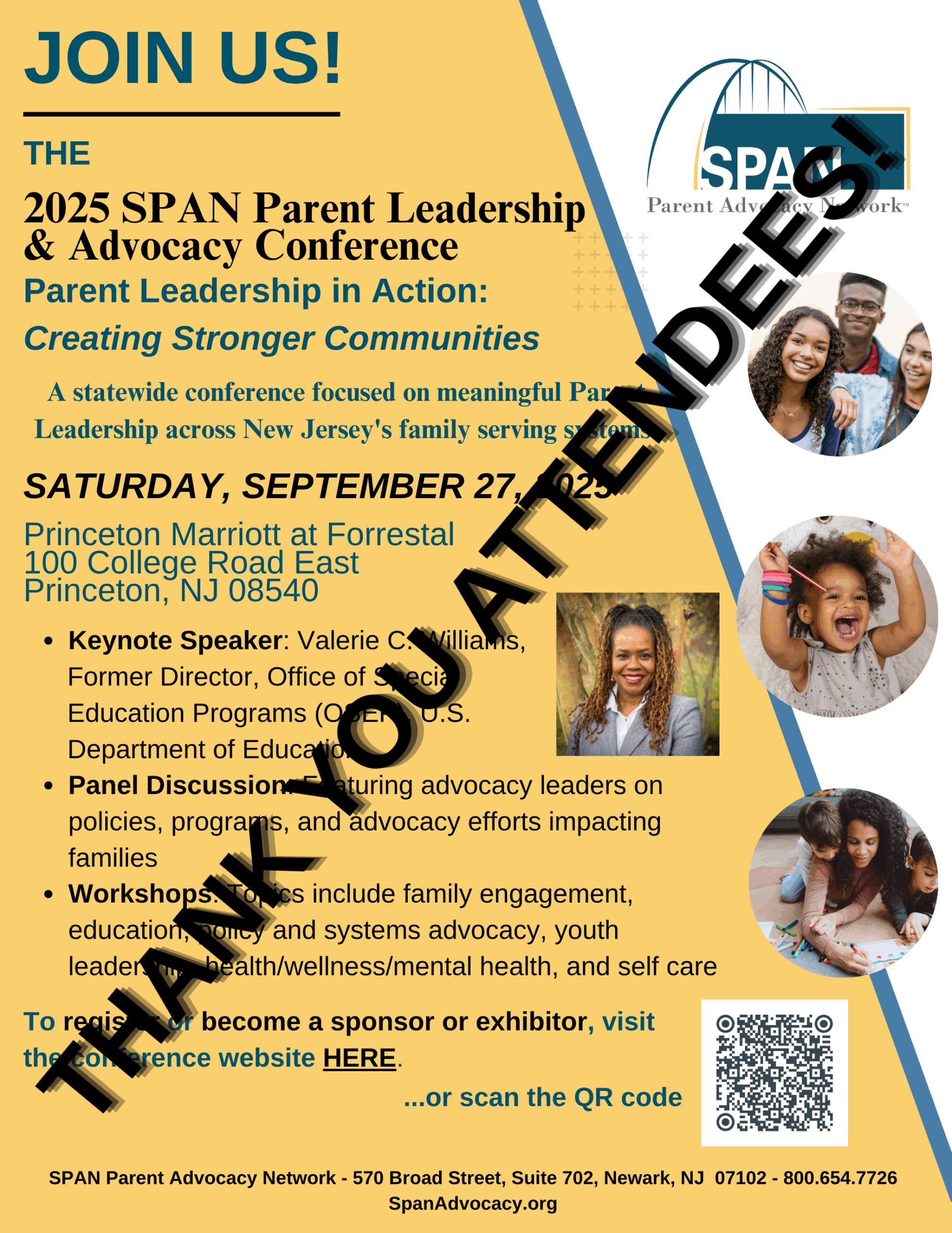 2025 SPAN Conference Register Flyer Keynote Thank You PARENT leadership flyer